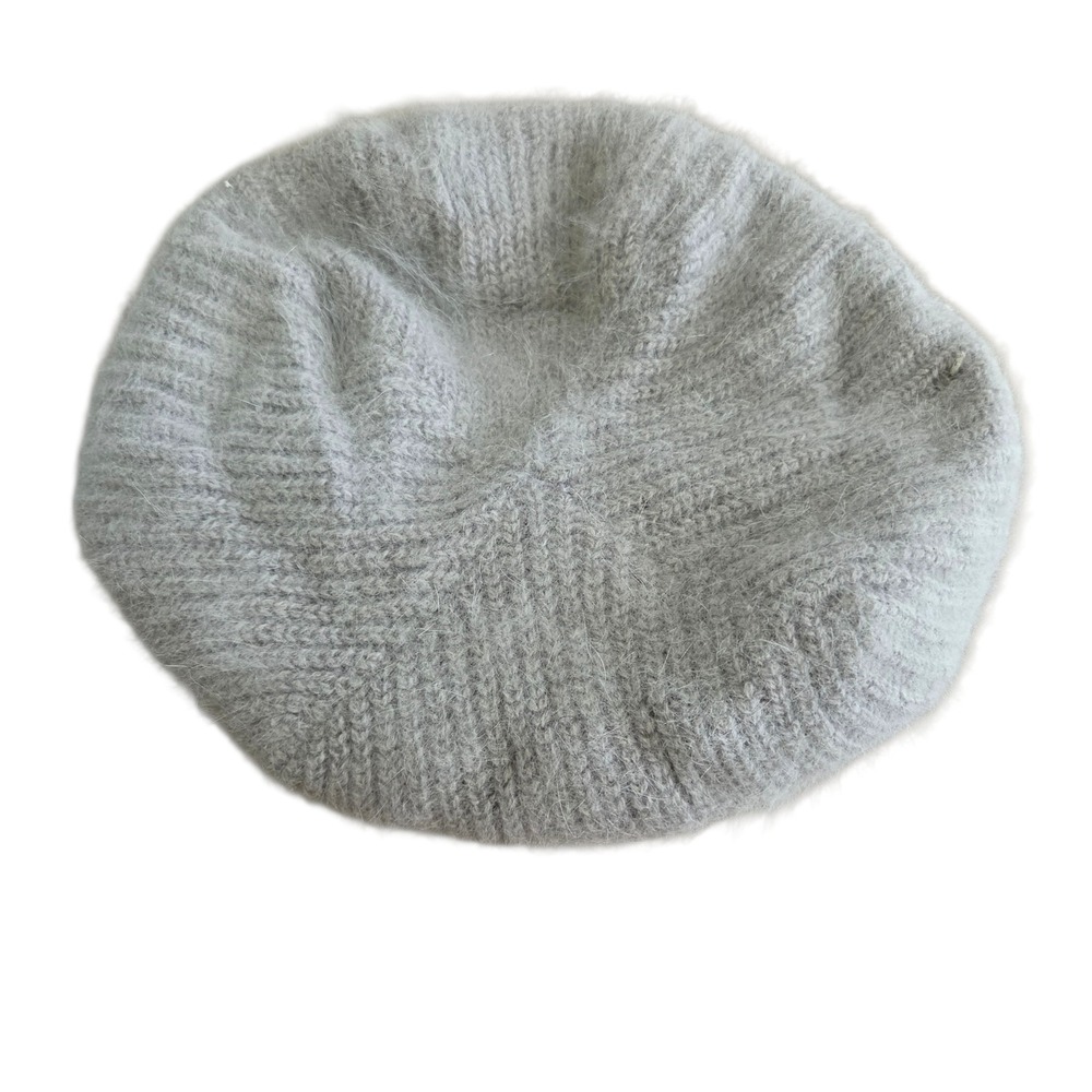 Aris Vintage Beret Hat Angora Wool Blend Knit Made in USA Fuzzy Slouchy